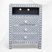 Star Bone Inlay Bedside 3 Drawer Grey