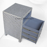 Star Bone Inlay Bedside 3 Drawer Grey