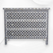 Star Mother of Pearl Inlay Chest Of 3 Drawers Black