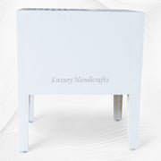 Stripe Bone Inlay 2 Drawer Bedside White