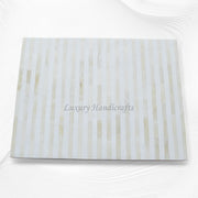 Stripe Bone Inlay 2 Drawer Bedside White