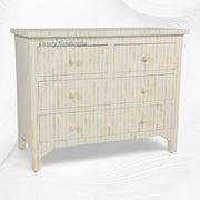 Stripe Bone Inlay Chest of 4 Drawers White