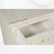 Stripe Bone Inlay Chest of 4 Drawers White