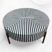 Stripe Bone Inlay Coffee Table Black Gold | Bone Inlay Round Coffee Table