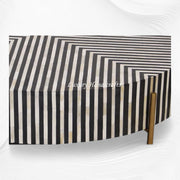 Stripe Bone Inlay Coffee Table Black Gold | Bone Inlay Round Coffee Table