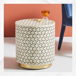 Targua Bone Inlay Side Table Black