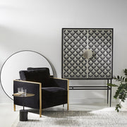 Tasma Arrow Bone Inlay Bar Cabinet Black