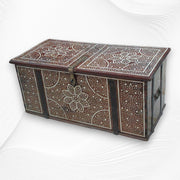 Teakwood Bone Inlaid Trunk Walnut Finish