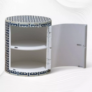 Tetris Bone Inlay Round Stool Indigo