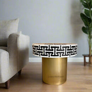 Tetris Mother of Pearl Inlay Side Table Brass Black 1