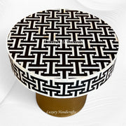 Tetris Mother of Pearl Inlay Side Table Brass Black 2