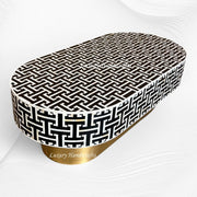 Tetris Mother of Pearl Inlay Oval Center Table Black 2