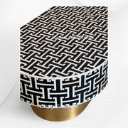 Tetris Mother of Pearl Inlay Oval Center Table Black 3