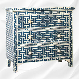 Tetris Bone Inlay 3 Drawer Dresser Indigo 1