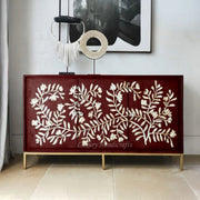 Toria Mother of Pearl Inlay Credenza Burgundy