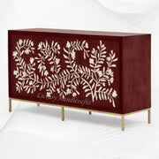Toria Mother of Pearl Inlay Credenza Burgundy