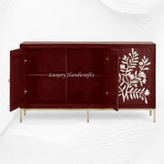 Toria Mother of Pearl Inlay Credenza Burgundy