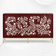 Toria Mother of Pearl Inlay Credenza Burgundy