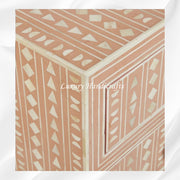 Tribal Bone Inlay Chest of 4 Drawers Orange 2