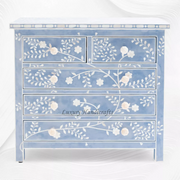 Vine Bone Inlay 5 Drawer Dresser Blue