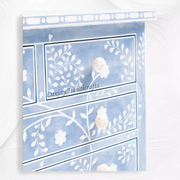 Vine Bone Inlay 5 Drawer Dresser Blue