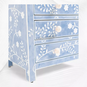 Vine Bone Inlay 5 Drawer Dresser Blue