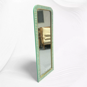 Waterfall Bone Inlay Floor Mirror Elf Green