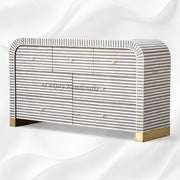 Waterfall Bone Inlay 7 Drawer Sideboard Grey 2