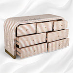 Waterfall Bone Inlay 7 Drawer Sideboard Peach 3