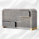 Waterfall Bone Inlay 7 Drawer Sideboard Black 3