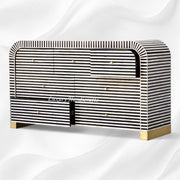 Waterfall Bone Inlay 7 Drawer Sideboard Black 3