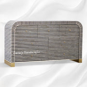 Waterfall Bone Inlay 7 Drawer Sideboard Black 4