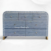 Waterfall Bone Inlay 7 Drawer Sideboard Navy Blue 1