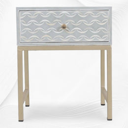 Waves Bone Inlay Bedside Grey