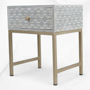 Waves Bone Inlay Bedside Grey