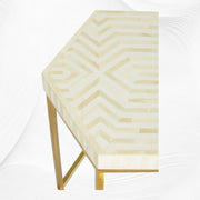 White Bone Inlay Hexagonal Side Table Stripes