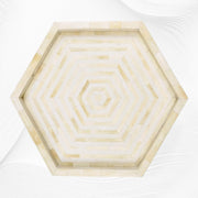 White Bone Inlay Tray Stripe Hexagon | White Bone Inlay Tray
