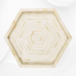White Bone Inlay Tray Stripe Hexagon | White Bone Inlay Tray