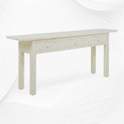 White Geometric Bone Inlay 3 Drawer Console Long Edges