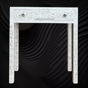 White Mother Of Pearl Inlay Floral 1 Drawer Console Table