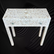 White Mother Of Pearl Inlay Floral 1 Drawer Console Table