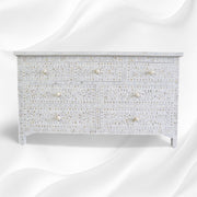 White Mother Of Pearl Inlay Chest Of 7 Drawers Large