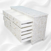 White Mother Of Pearl Inlay Chest Of 7 Drawers Large