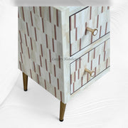 Zarina Brown Stripe Bone Inlay Bedside Table