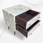 Zarina Brown Stripe Bone Inlay Bedside Table