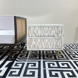Zarina Brown Stripe Bone Inlay Bedside Table